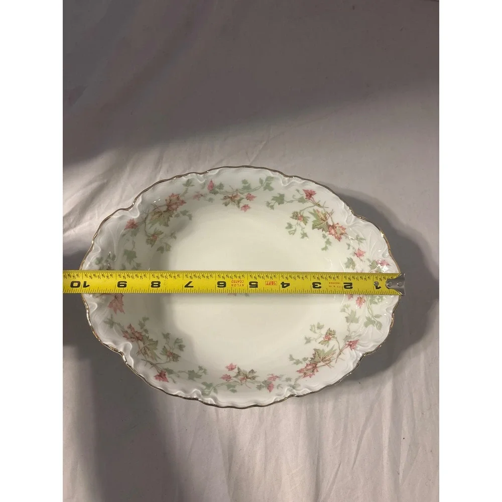 Hutschenreuther Selb Bavaria US Zone Porcelain Floral Serving Set 3pc Gold Trim